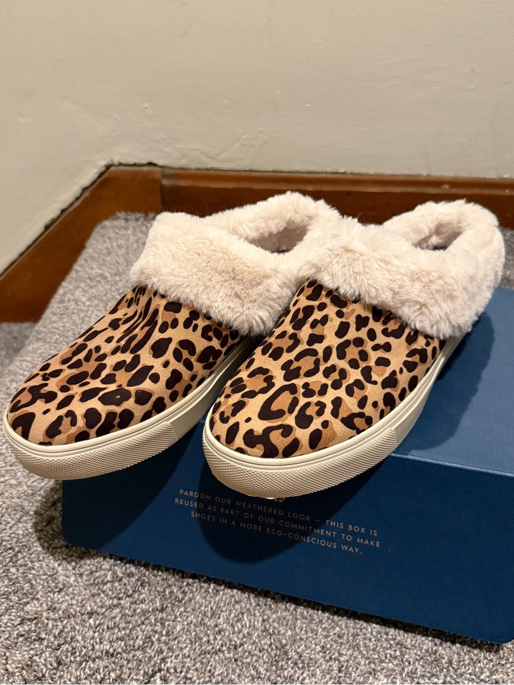 NEW Dr. Scholl's Leopard Print Faux-Fur Slip-Ons - Brown/Cream